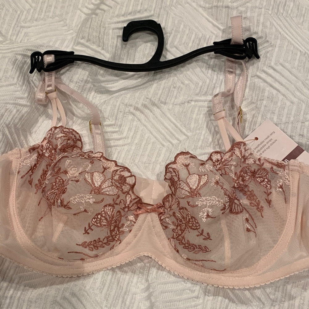 Delicate Lace Underwire Bra - Blush